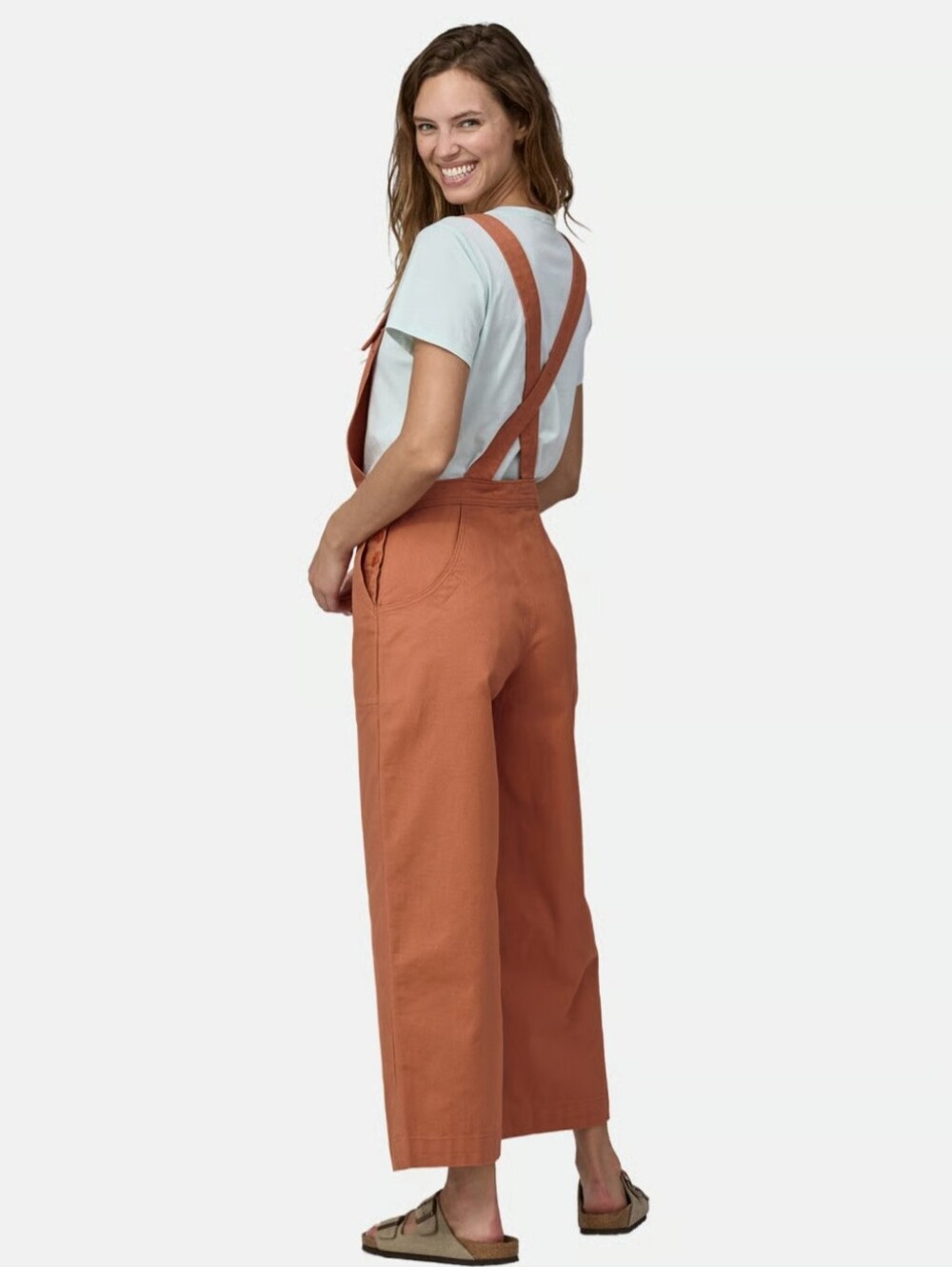 Patagonia Stand Up Cropped Overalls Orange Organic Cotton Utility Summer Sz 2 - Picture 13 of 16